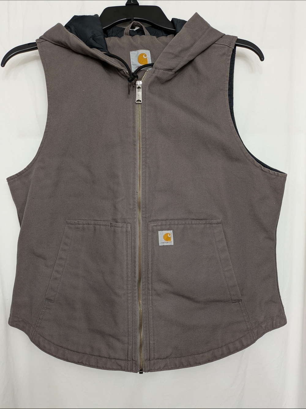 Carhartt Hooded Vest Gray Large 12/14 Thinsulate - Picture 2 of 9